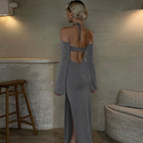 Backless Slit   Tube Top Dress