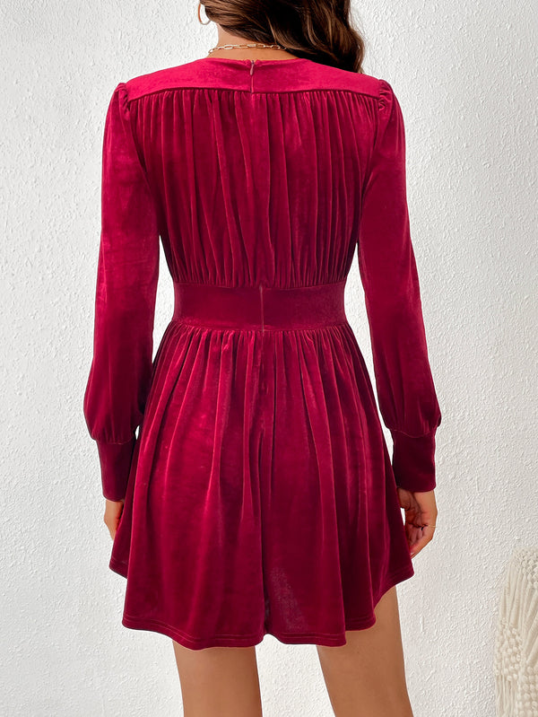 Long Sleeve Velvet Party Dress