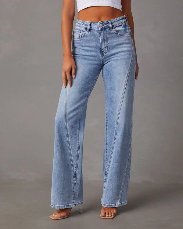 Loose Stitching Wide Leg  Jeans