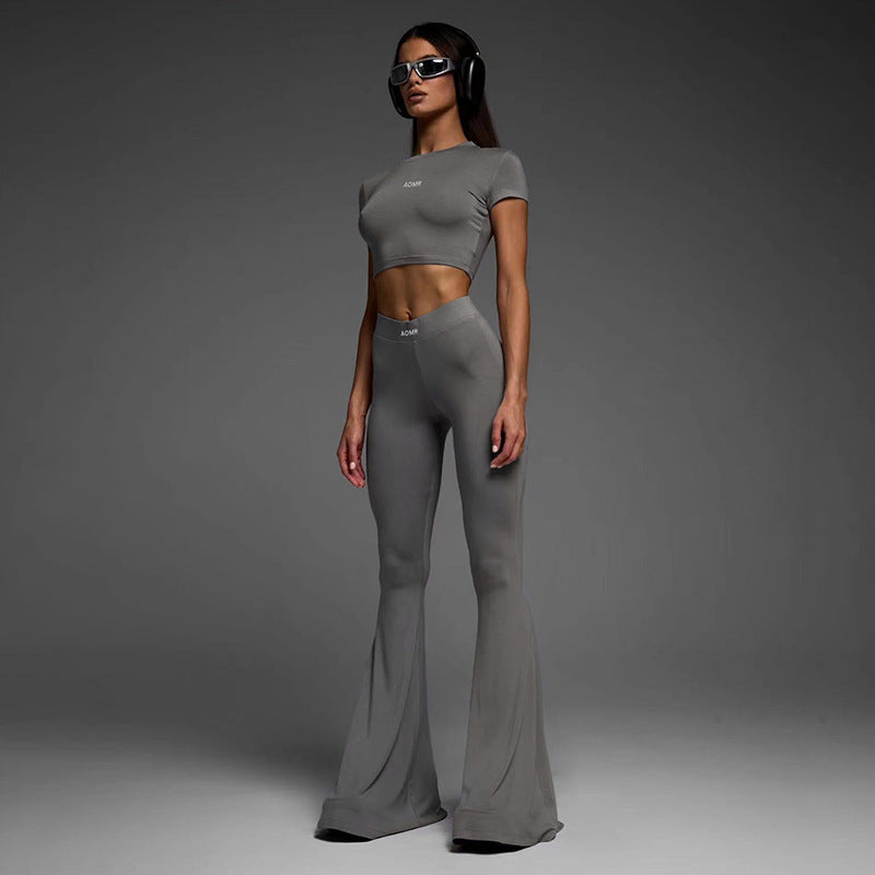 High Waist Flared Pants Yoga Sexy Two Piece Set