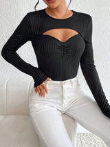 Cutout Slim Fit Long Sleeved T shirt