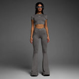 High Waist Flared Pants Yoga Sexy Two Piece Set