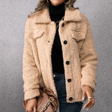 Loose Casual Polo Collar Plush Jacket