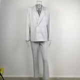 Shiny Blazer  Straight-Leg   Suit