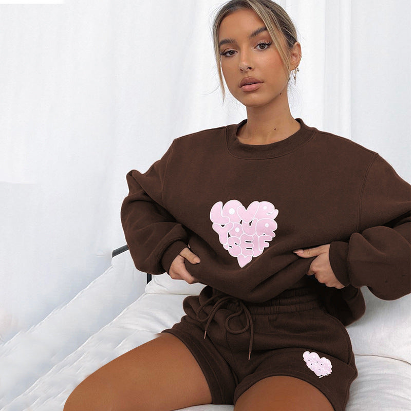 Peach Heart Long-Sleeve Sweater Set