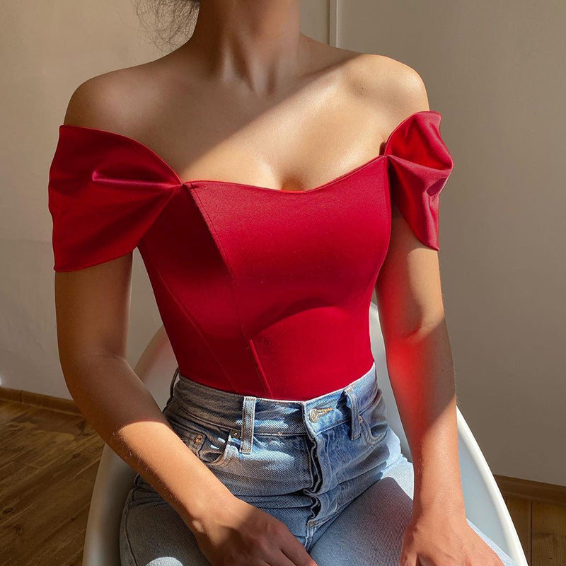 Women  Satin off-Shoulder Top