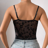 Mesh Boning Corset Waist Short Top