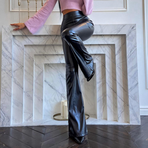 High Waist  Faux Leather Pants