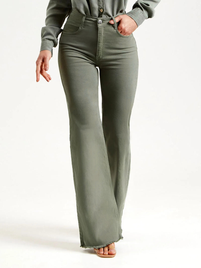 Slim Fit Stretch    Flared Pants