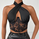 Lace-up Wrapped Chest Steel Ring  Vest