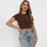 Women Solid Color  Cropped Top