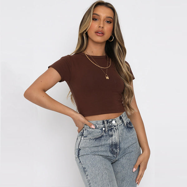 Women Solid Color  Cropped Top