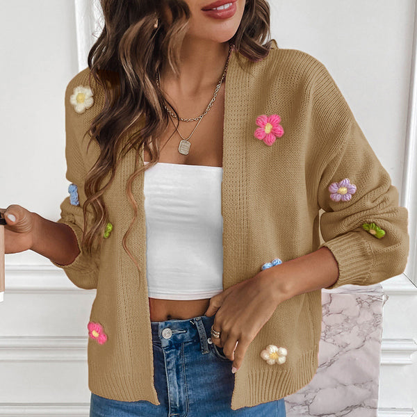 Floral Sweet Knitted Cardigan Sweater