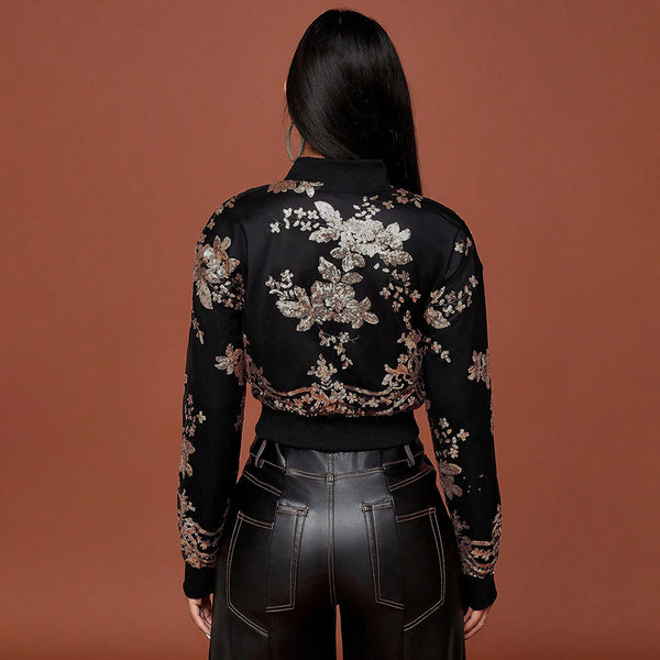 Sexy Sequined Embroidery Short Jacket