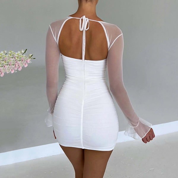 Long Sleeve Backless Hip Dress