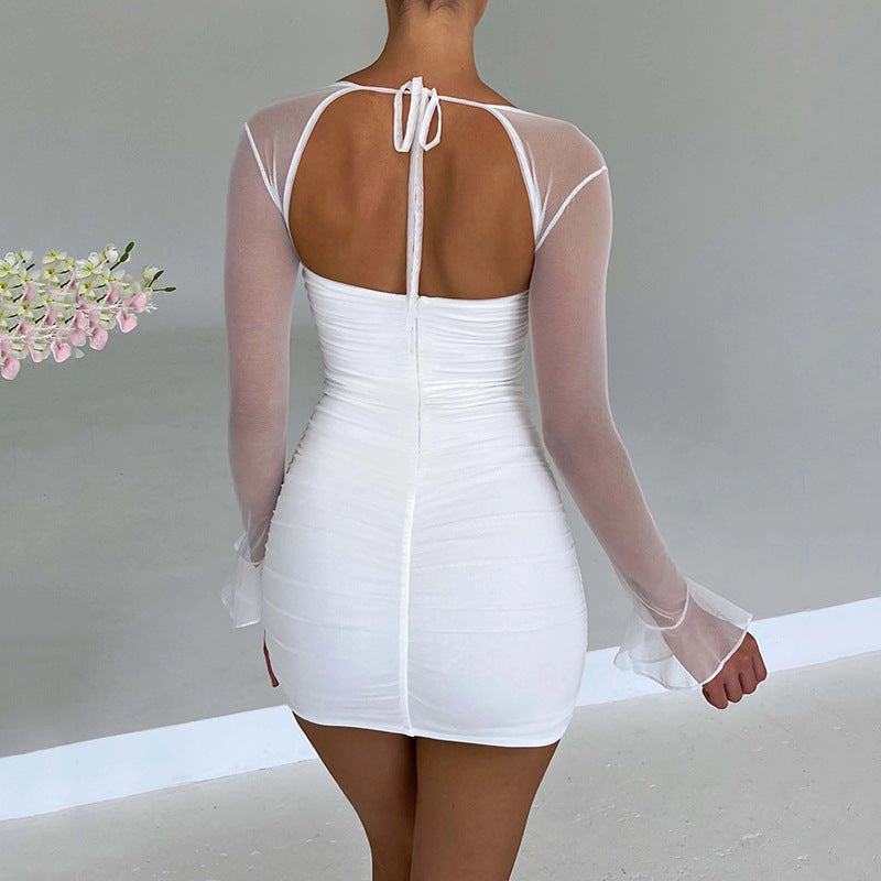 Long Sleeve Backless Hip Dress