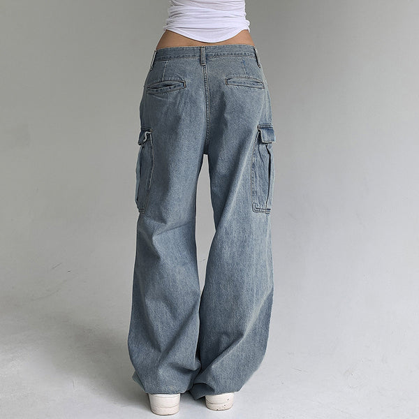 Jeans mit niedriger Taille und verwaschenem Used-Look