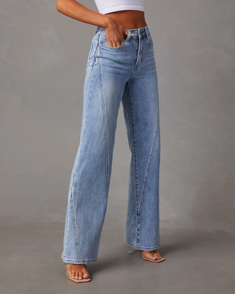 Loose Stitching Wide Leg  Jeans