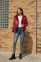 Women Suede Fabric  Leather  Jacket